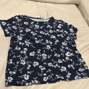 Old Navy Navy Blue Floral Blouse